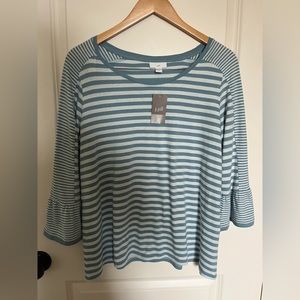 🚨 BNWT J.Jill Cotton Blend Bell Sleeve Blouse
